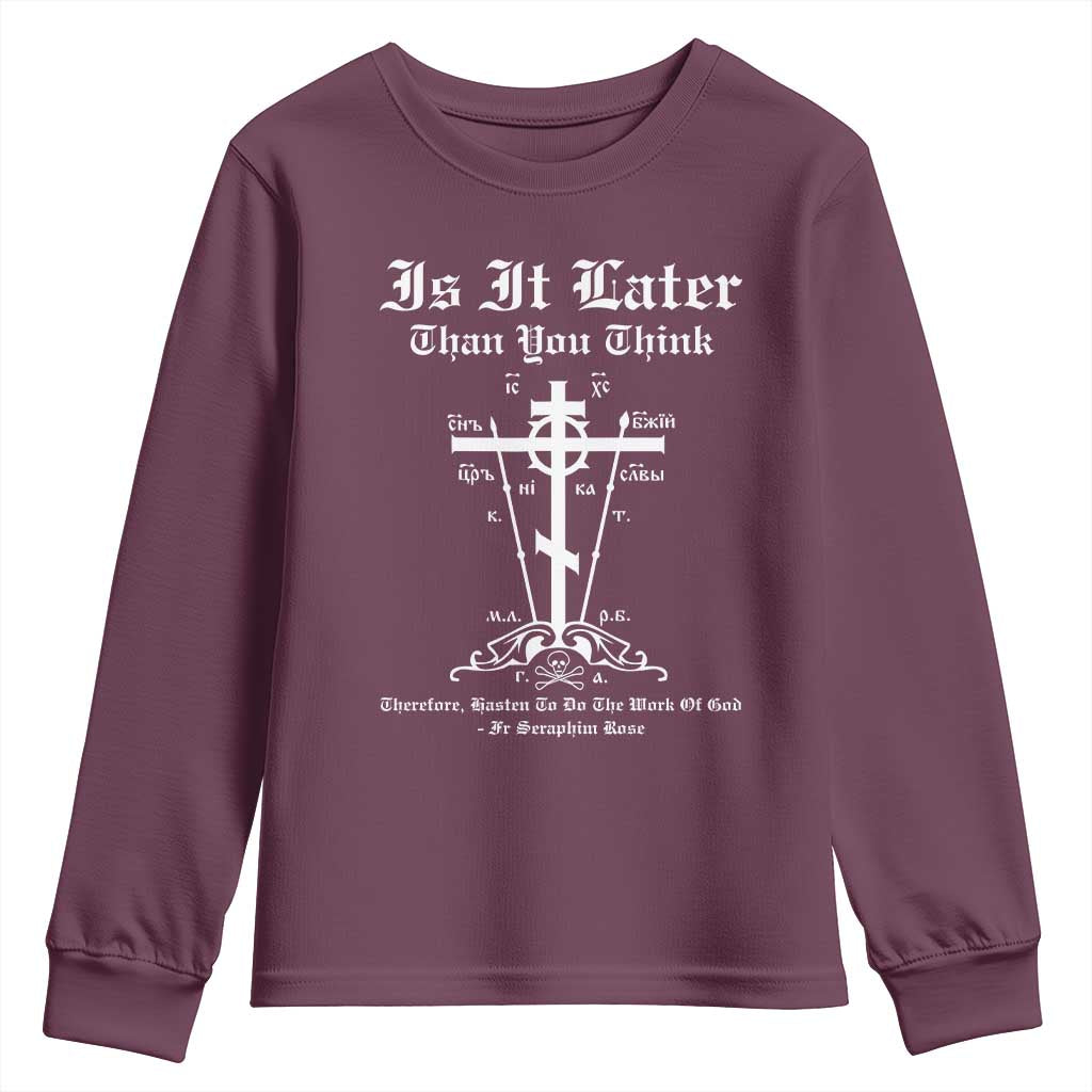 Eastern Orthodox Christian Seraphim Rose Youth Sweatshirt Is It Rather Than You Think Russian Cavalry Cross TS11 Maroon Print Your Wear