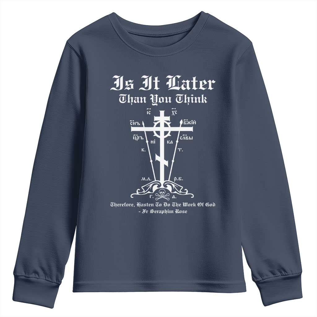 Eastern Orthodox Christian Seraphim Rose Youth Sweatshirt Is It Rather Than You Think Russian Cavalry Cross TS11 Navy Print Your Wear