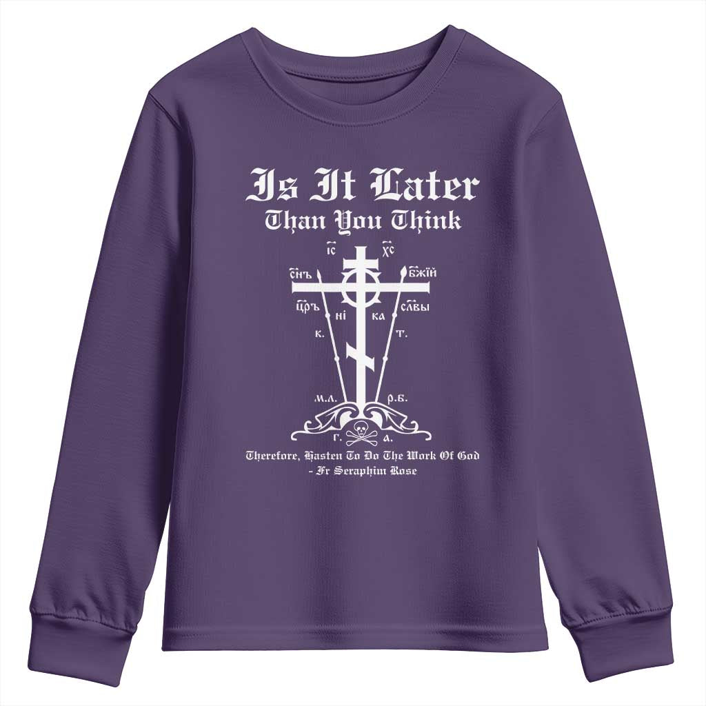 Eastern Orthodox Christian Seraphim Rose Youth Sweatshirt Is It Rather Than You Think Russian Cavalry Cross TS11 Purple Print Your Wear