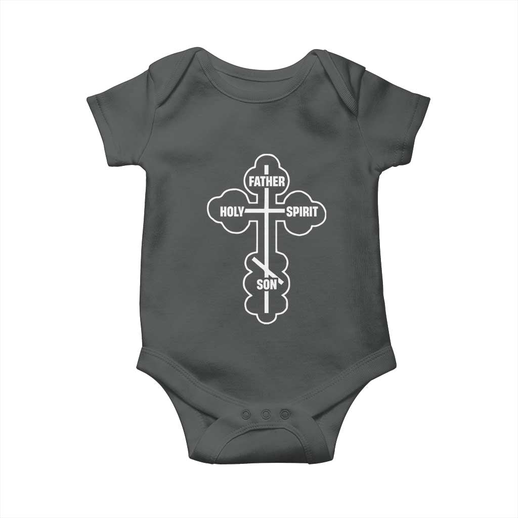 Russian Greek Byzantine Golden Orthodox Cross Father Son Holy Spirit Baby Onesie TS11 Dark Heather Print Your Wear