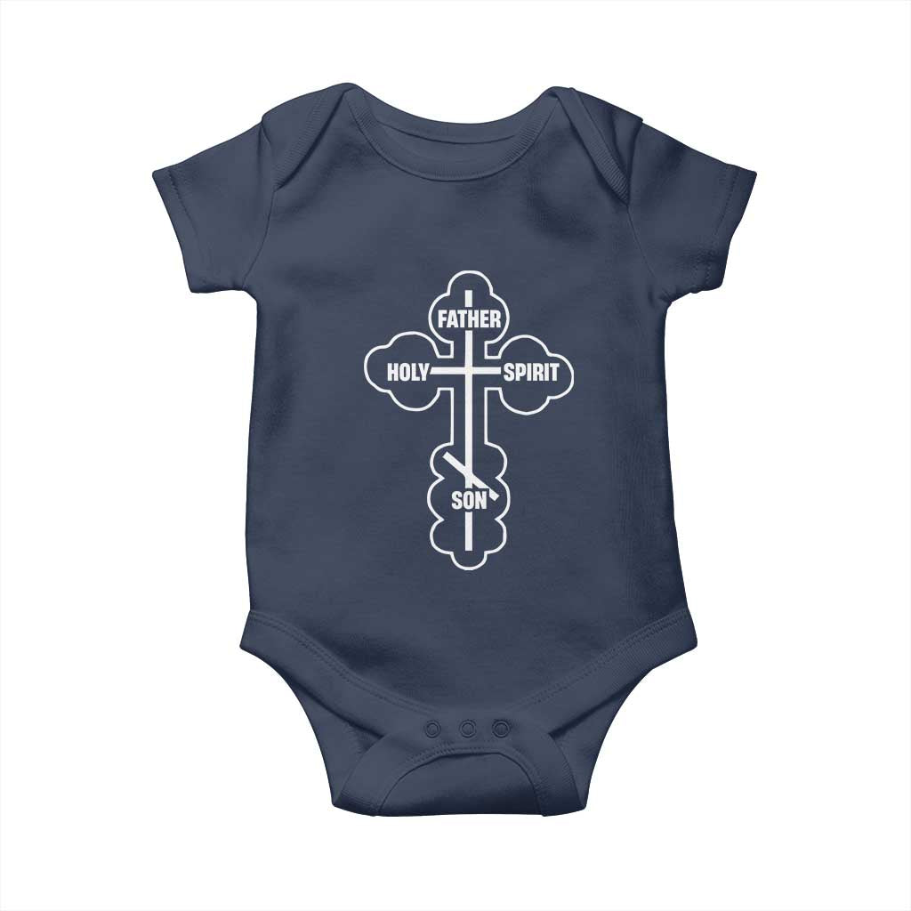 Russian Greek Byzantine Golden Orthodox Cross Father Son Holy Spirit Baby Onesie TS11 Navy Print Your Wear