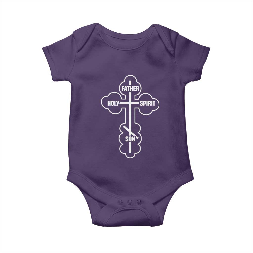 Russian Greek Byzantine Golden Orthodox Cross Father Son Holy Spirit Baby Onesie TS11 Purple Print Your Wear