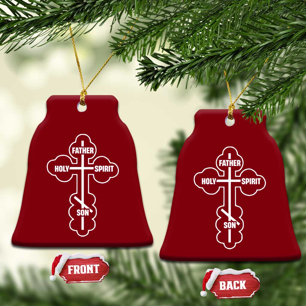 Russian Greek Byzantine Golden Orthodox Cross Father Son Holy Spirit Ceramic Ornament TS11 Print Your Wear