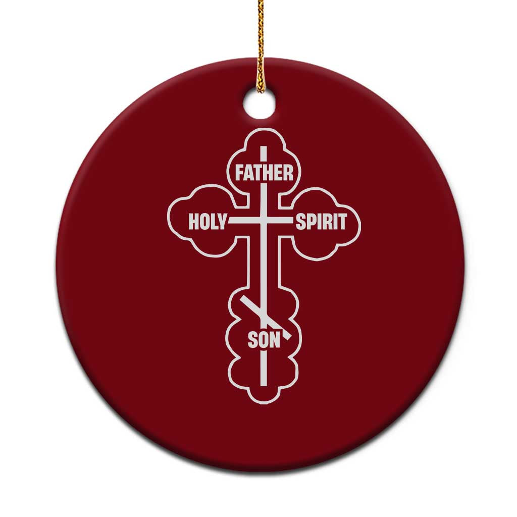 Russian Greek Byzantine Golden Orthodox Cross Father Son Holy Spirit Ceramic Ornament TS11 1pc Red Print Your Wear