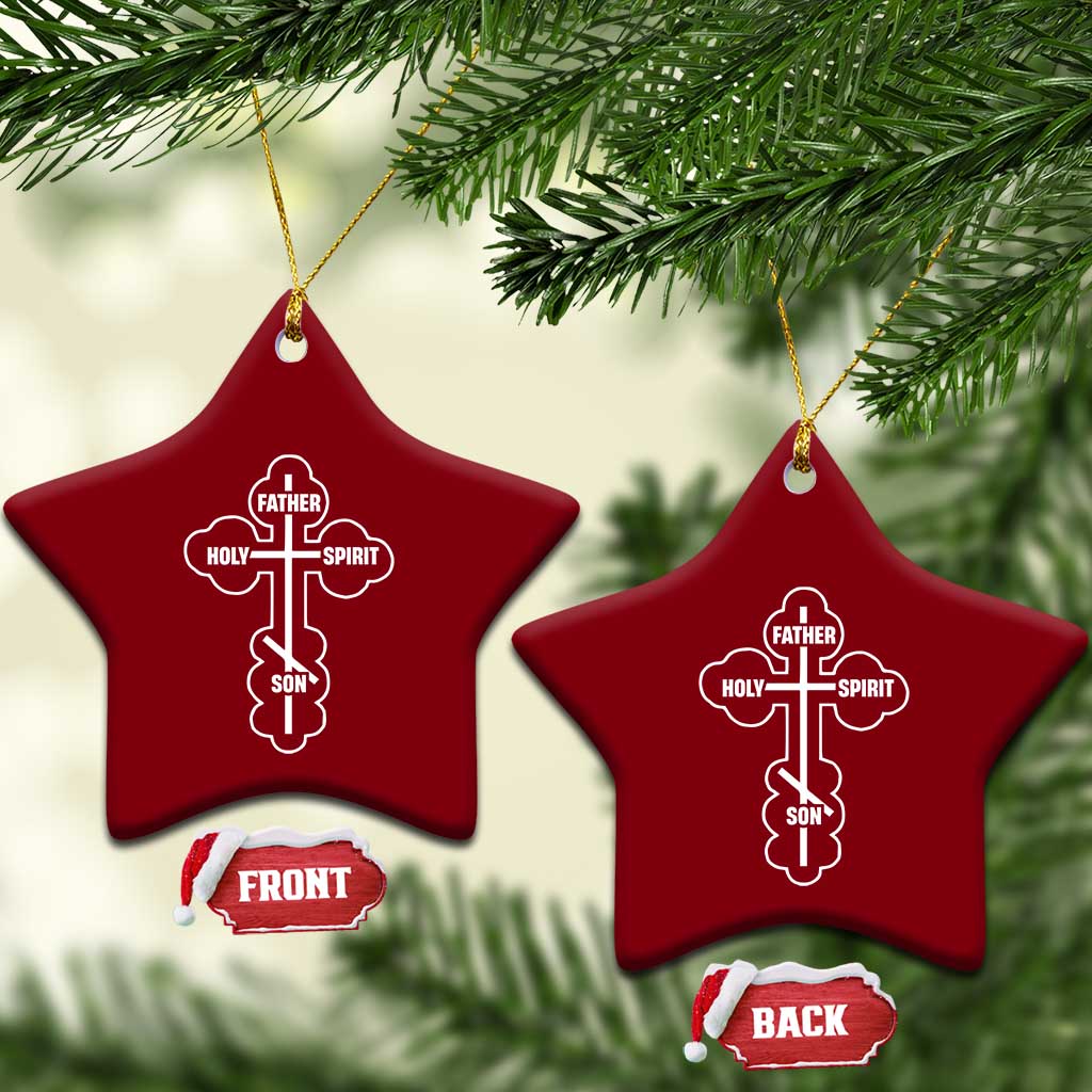 Russian Greek Byzantine Golden Orthodox Cross Father Son Holy Spirit Ceramic Ornament TS11 Print Your Wear