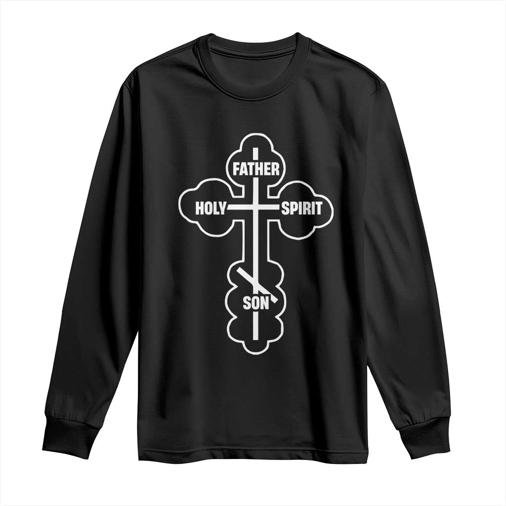 Russian Greek Byzantine Golden Orthodox Cross Father Son Holy Spirit Long Sleeve Shirt TS11 Black Print Your Wear