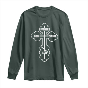 Russian Greek Byzantine Golden Orthodox Cross Father Son Holy Spirit Long Sleeve Shirt TS11 Dark Forest Green Print Your Wear