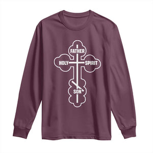 Russian Greek Byzantine Golden Orthodox Cross Father Son Holy Spirit Long Sleeve Shirt TS11 Maroon Print Your Wear