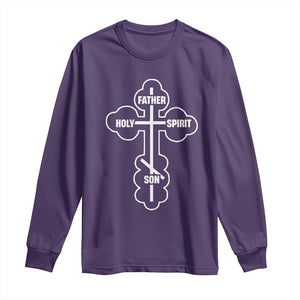 Russian Greek Byzantine Golden Orthodox Cross Father Son Holy Spirit Long Sleeve Shirt TS11 Purple Print Your Wear