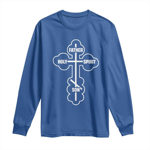 Russian Greek Byzantine Golden Orthodox Cross Father Son Holy Spirit Long Sleeve Shirt TS11 Royal Blue Print Your Wear