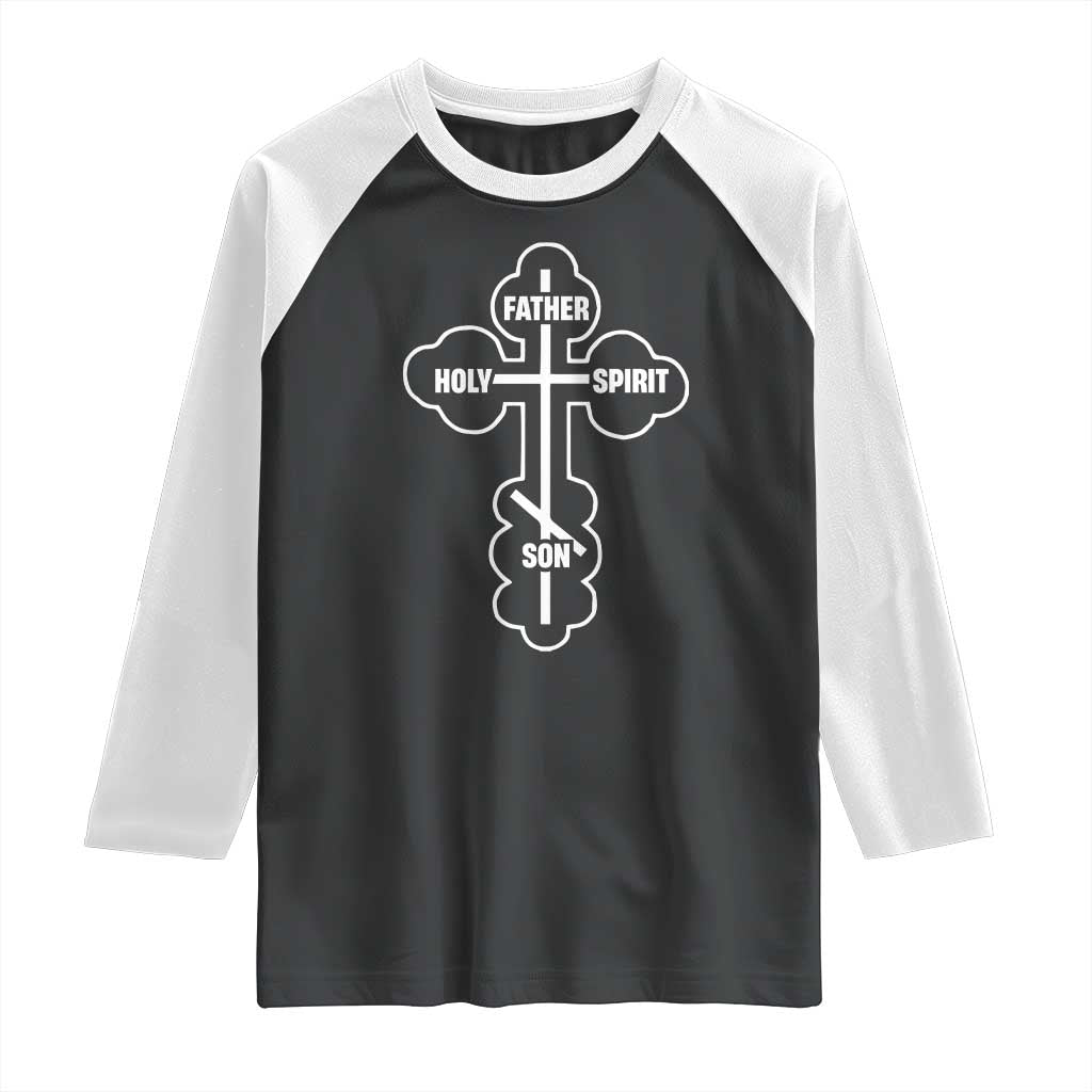 Russian Greek Byzantine Golden Orthodox Cross Father Son Holy Spirit Raglan Shirt TS11 Black White Print Your Wear