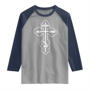Russian Greek Byzantine Golden Orthodox Cross Father Son Holy Spirit Raglan Shirt TS11 Sport Gray Navy Print Your Wear