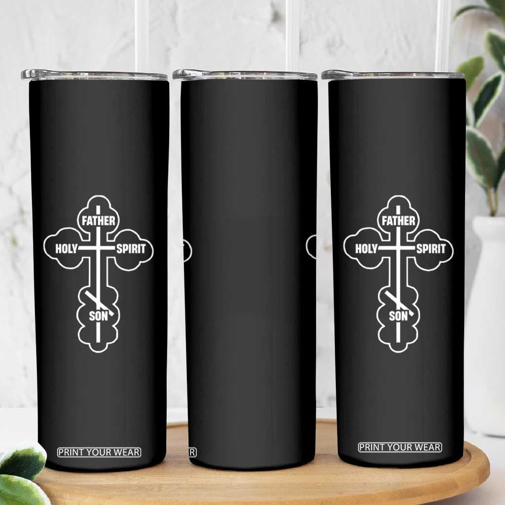 Russian Greek Byzantine Golden Orthodox Cross Father Son Holy Spirit Skinny Tumbler TS11 Print Your Wear