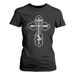 Russian Greek Byzantine Golden Orthodox Cross Father Son Holy Spirit T Shirt For Women TS11 Black Print Your Wear