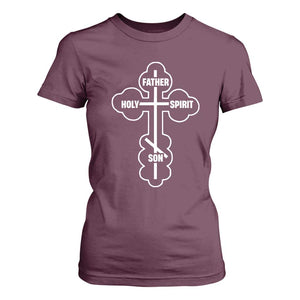 Russian Greek Byzantine Golden Orthodox Cross Father Son Holy Spirit T Shirt For Women TS11 Maroon Print Your Wear