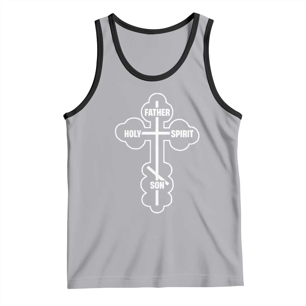 Russian Greek Byzantine Golden Orthodox Cross Father Son Holy Spirit Tank Top TS11 Athletic Heather Black Print Your Wear