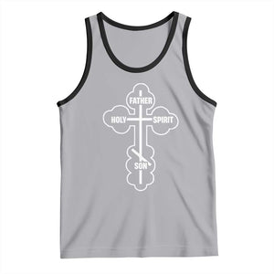 Russian Greek Byzantine Golden Orthodox Cross Father Son Holy Spirit Tank Top TS11 Athletic Heather Black Print Your Wear