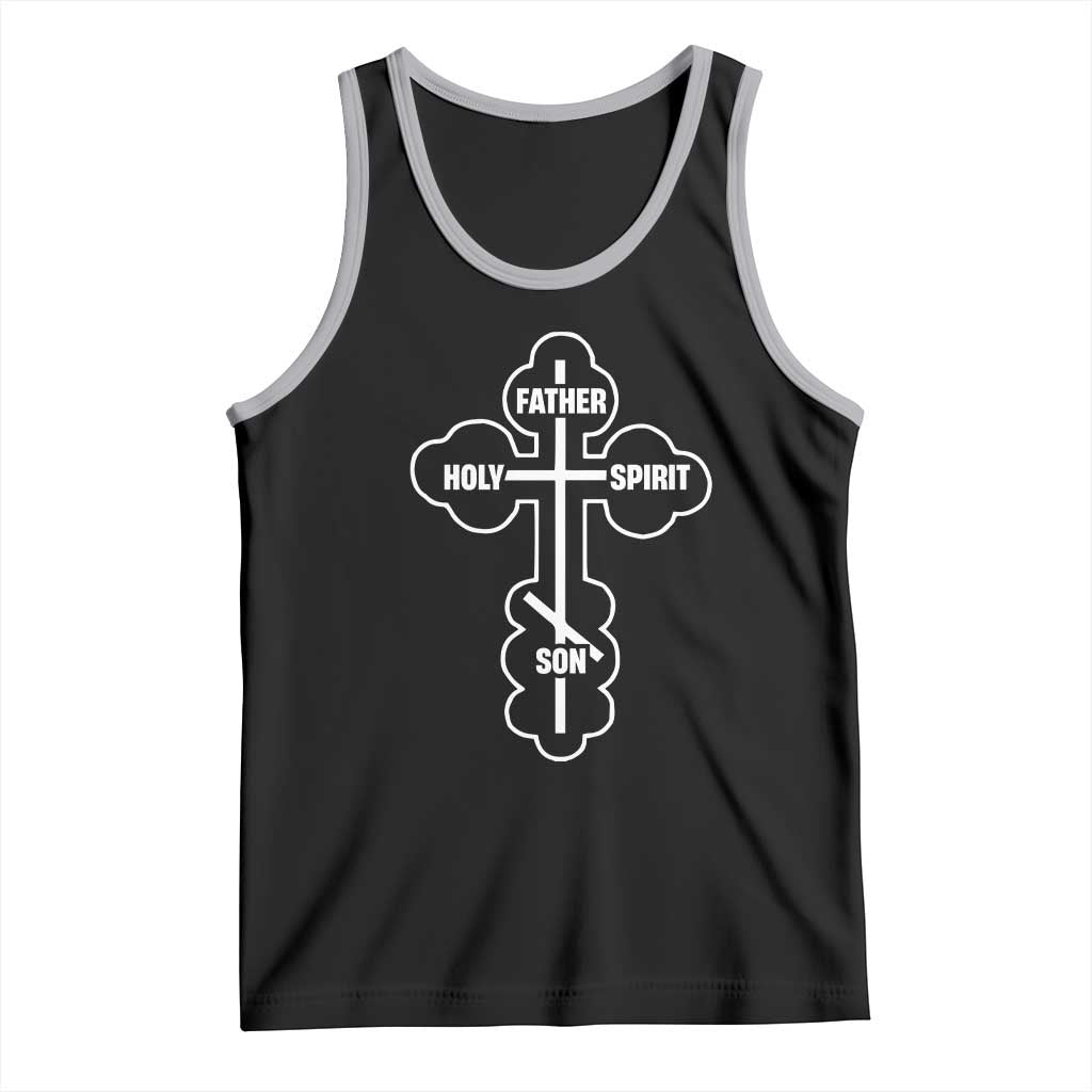 Russian Greek Byzantine Golden Orthodox Cross Father Son Holy Spirit Tank Top TS11 Black Athletic Heather Print Your Wear