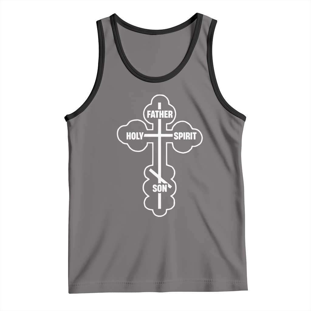 Russian Greek Byzantine Golden Orthodox Cross Father Son Holy Spirit Tank Top TS11 Deep Heather Black Print Your Wear