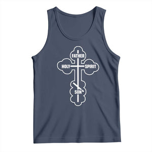 Russian Greek Byzantine Golden Orthodox Cross Father Son Holy Spirit Tank Top TS11 Navy Print Your Wear