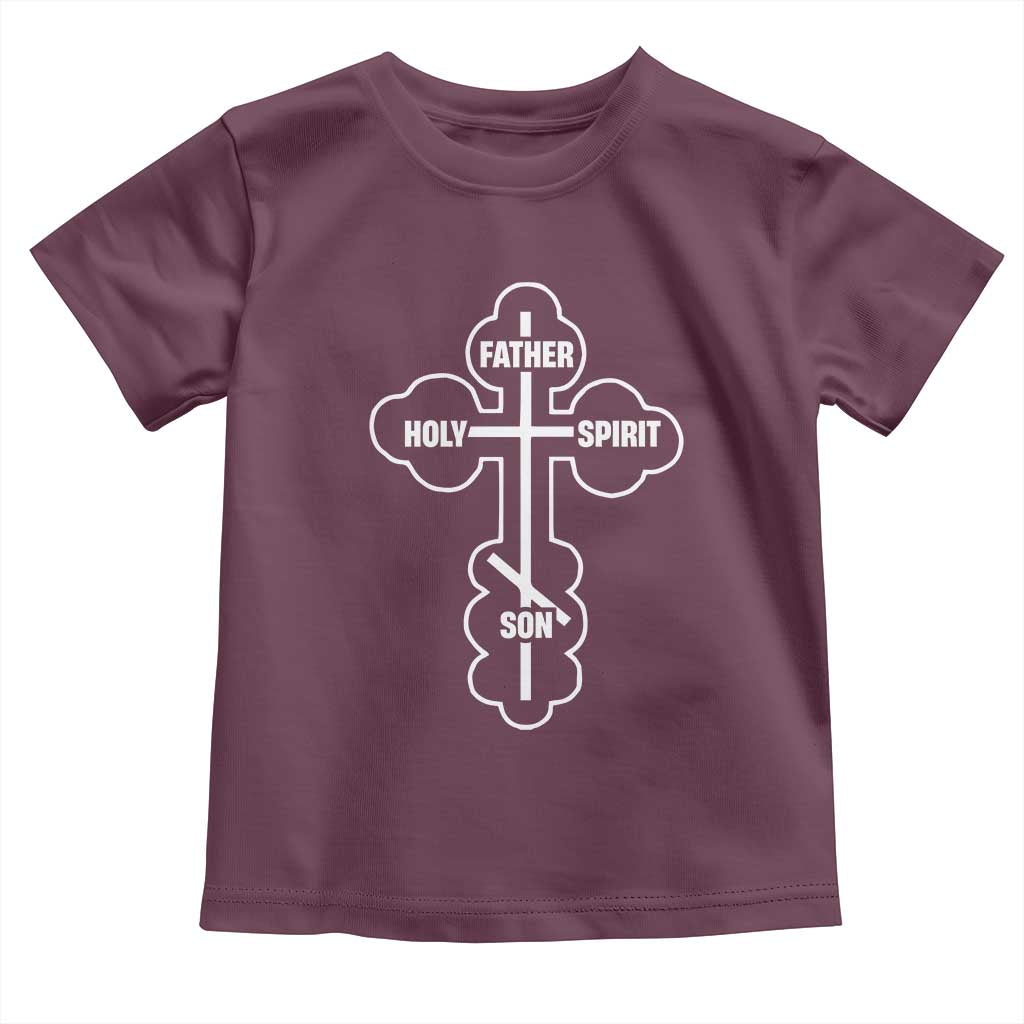 Russian Greek Byzantine Golden Orthodox Cross Father Son Holy Spirit Toddler T Shirt TS11 Maroon Print Your Wear