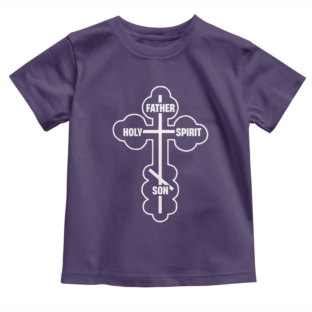 Russian Greek Byzantine Golden Orthodox Cross Father Son Holy Spirit Toddler T Shirt TS11 Purple Print Your Wear