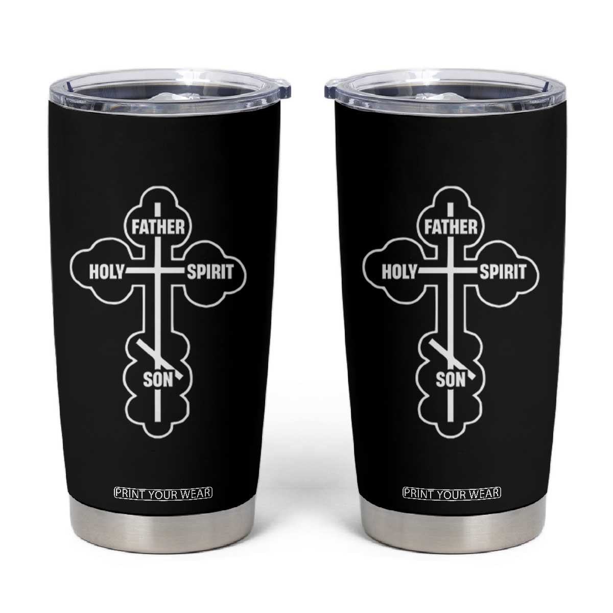 Russian Greek Byzantine Golden Orthodox Cross Father Son Holy Spirit Tumbler Cup TS11 Black Print Your Wear