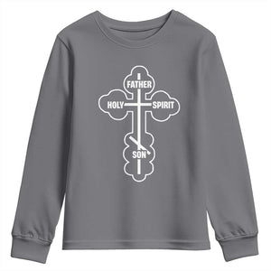 Russian Greek Byzantine Golden Orthodox Cross Father Son Holy Spirit Youth Sweatshirt TS11 Charcoal Print Your Wear