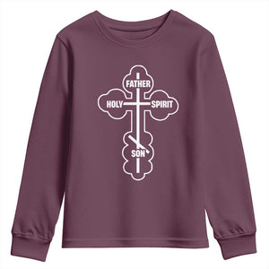 Russian Greek Byzantine Golden Orthodox Cross Father Son Holy Spirit Youth Sweatshirt TS11 Maroon Print Your Wear