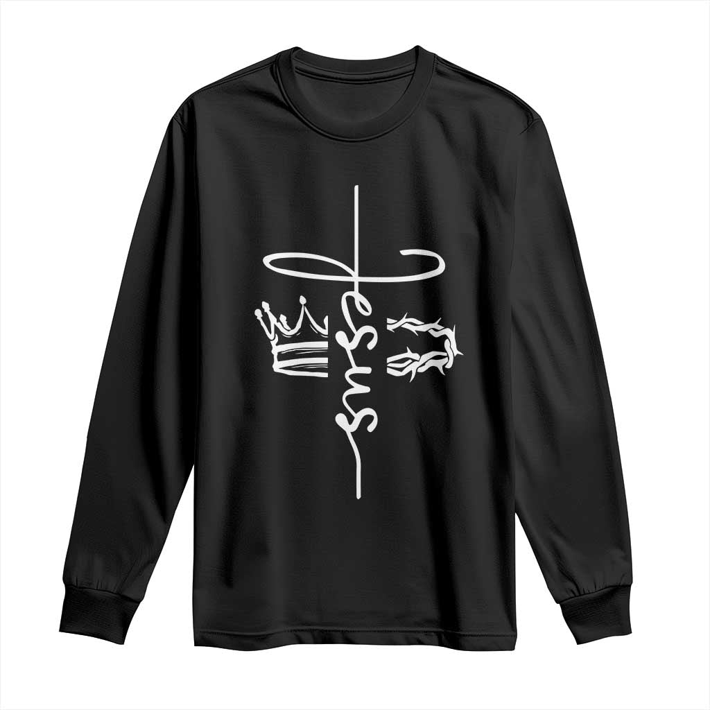 Jesus Christian Lord & Savior Crown of Thorns Long Sleeve Shirt TS11 Black Print Your Wear