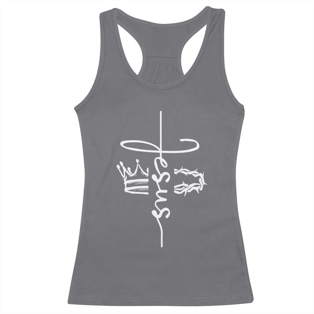 Jesus Christian Lord & Savior Crown of Thorns Racerback Tank Top TS11 Charcoal Print Your Wear