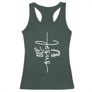 Jesus Christian Lord & Savior Crown of Thorns Racerback Tank Top TS11 Dark Forest Green Print Your Wear