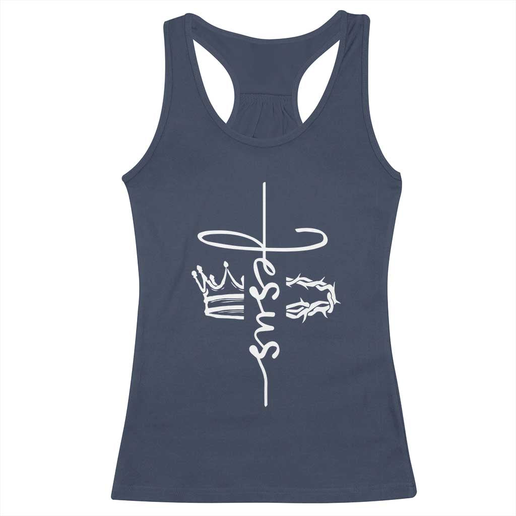 Jesus Christian Lord & Savior Crown of Thorns Racerback Tank Top TS11 Navy Print Your Wear