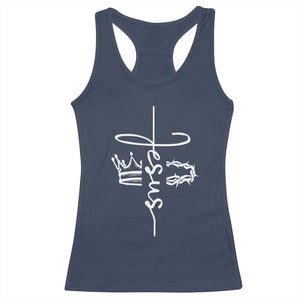 Jesus Christian Lord & Savior Crown of Thorns Racerback Tank Top TS11 Navy Print Your Wear