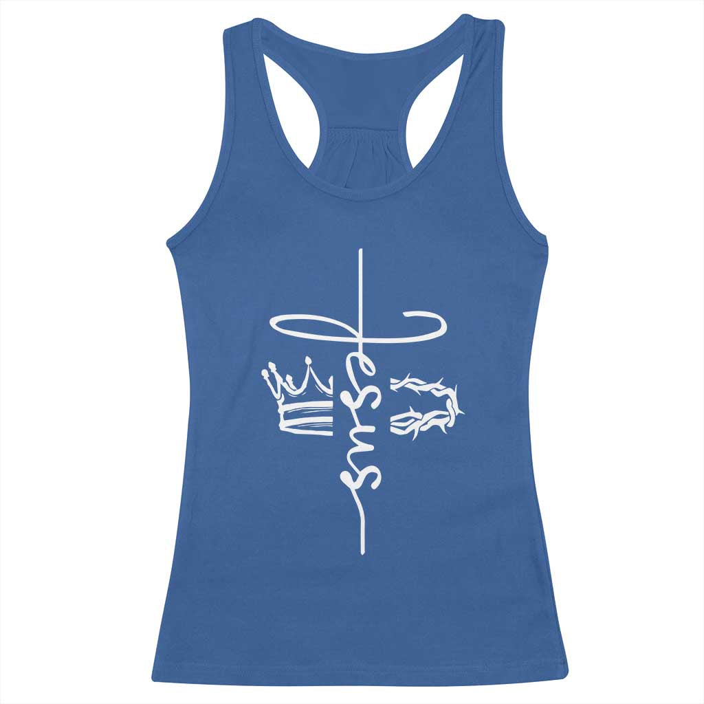 Jesus Christian Lord & Savior Crown of Thorns Racerback Tank Top TS11 Royal Blue Print Your Wear