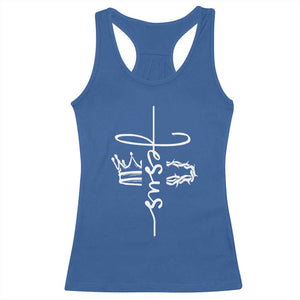 Jesus Christian Lord & Savior Crown of Thorns Racerback Tank Top TS11 Royal Blue Print Your Wear
