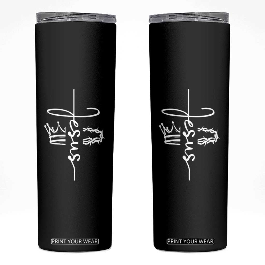 Jesus Christian Lord & Savior Crown of Thorns Skinny Tumbler TS11 Black Print Your Wear