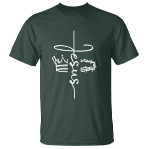 Jesus Christian Lord & Savior Crown of Thorns T Shirt TS11 Dark Forest Green Print Your Wear