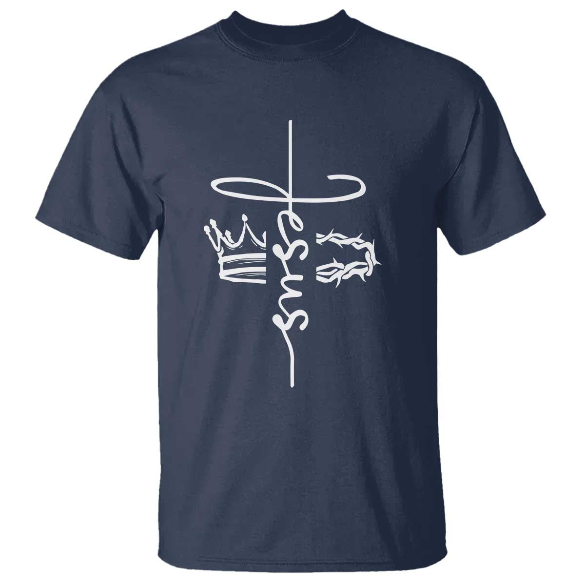Jesus Christian Lord & Savior Crown of Thorns T Shirt TS11 Navy Print Your Wear