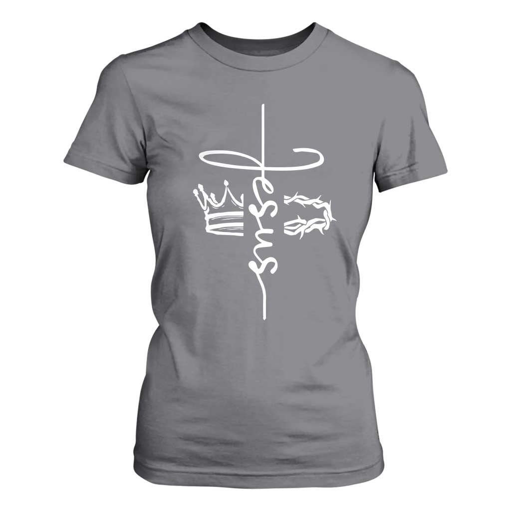 Jesus Christian Lord & Savior Crown of Thorns T Shirt For Women TS11 Charcoal Print Your Wear