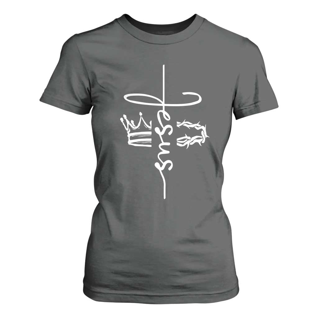 Jesus Christian Lord & Savior Crown of Thorns T Shirt For Women TS11 Dark Heather Print Your Wear