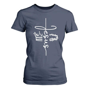 Jesus Christian Lord & Savior Crown of Thorns T Shirt For Women TS11 Navy Print Your Wear