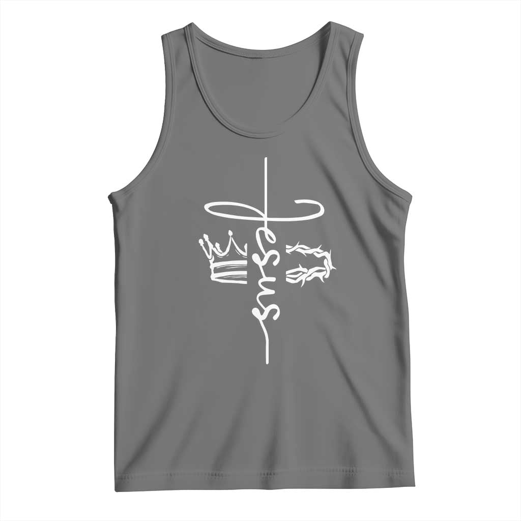 Jesus Christian Lord & Savior Crown of Thorns Tank Top TS11 Black Heather Print Your Wear