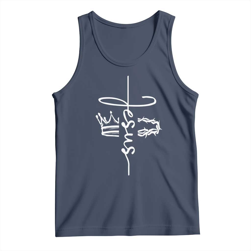 Jesus Christian Lord & Savior Crown of Thorns Tank Top TS11 Navy Print Your Wear