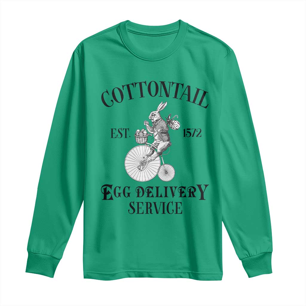 Funny Easter Day Cottontail Egg Delivery Service Long Sleeve Shirt Bunny Rabbit TS11 Irish Green Print Your Wear