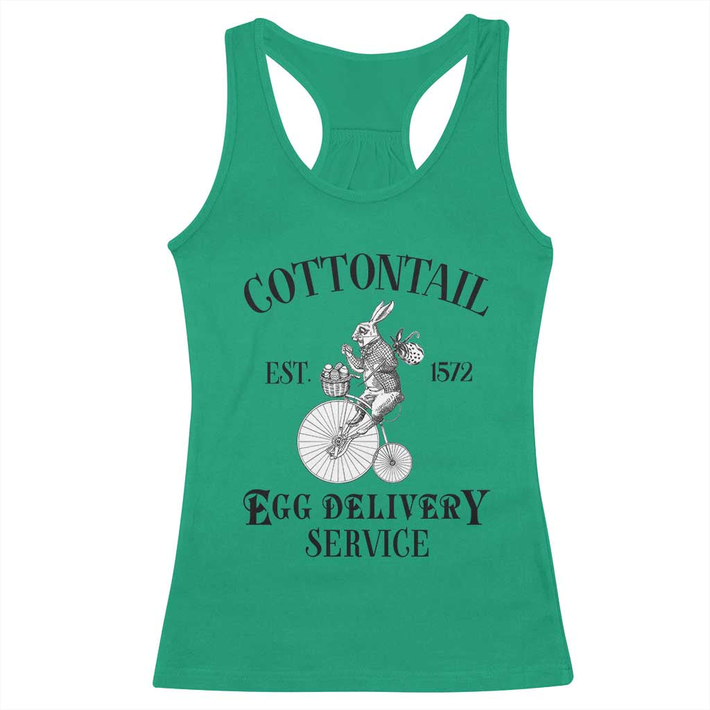 Funny Easter Day Cottontail Egg Delivery Service Racerback Tank Top Bunny Rabbit TS11 Irish Green Print Your Wear