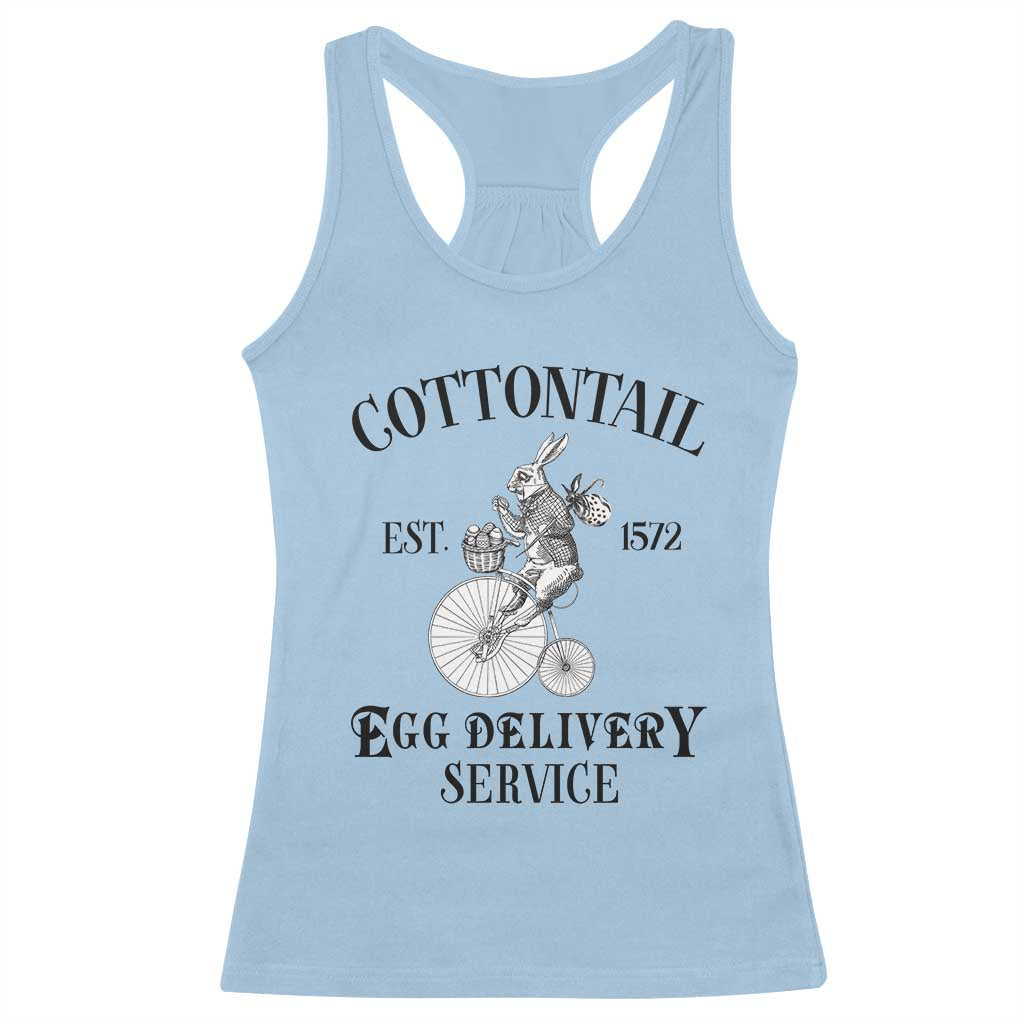 Funny Easter Day Cottontail Egg Delivery Service Racerback Tank Top Bunny Rabbit TS11 Light Blue Print Your Wear