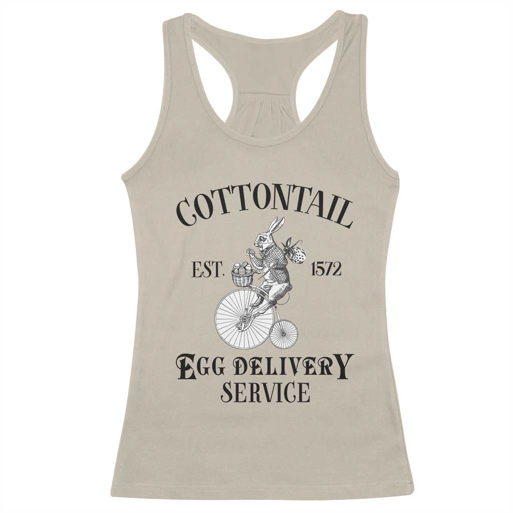 Funny Easter Day Cottontail Egg Delivery Service Racerback Tank Top Bunny Rabbit TS11 Sand Print Your Wear