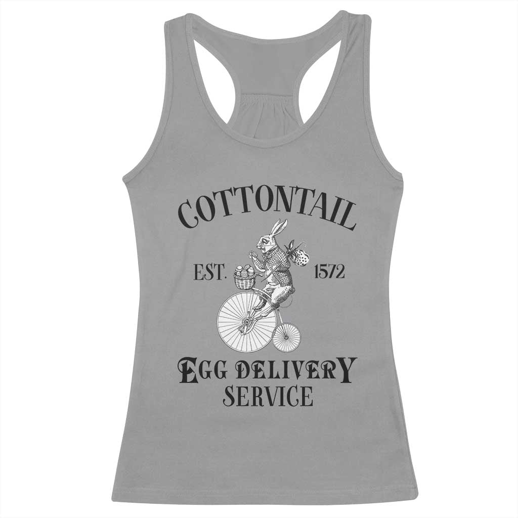 Funny Easter Day Cottontail Egg Delivery Service Racerback Tank Top Bunny Rabbit TS11 Sport Gray Print Your Wear