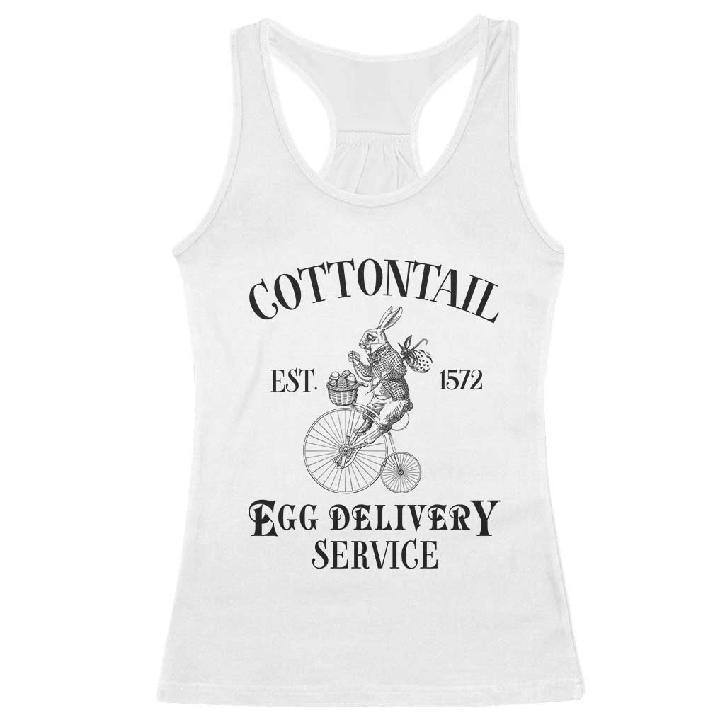 Funny Easter Day Cottontail Egg Delivery Service Racerback Tank Top Bunny Rabbit TS11 White Print Your Wear